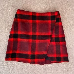 Abercrombie Red & Black Plaid Wrap Mini Skirt